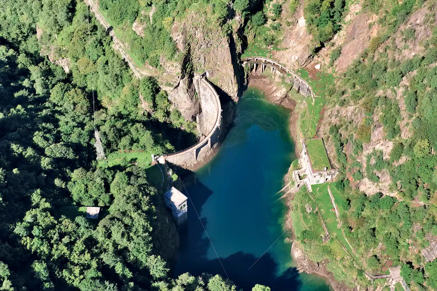 aerial view dam hydroelectric power plant campo