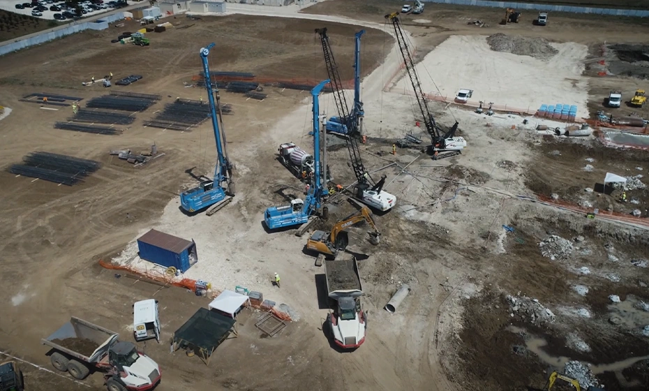 Veduta alto scavi costruzione impianto