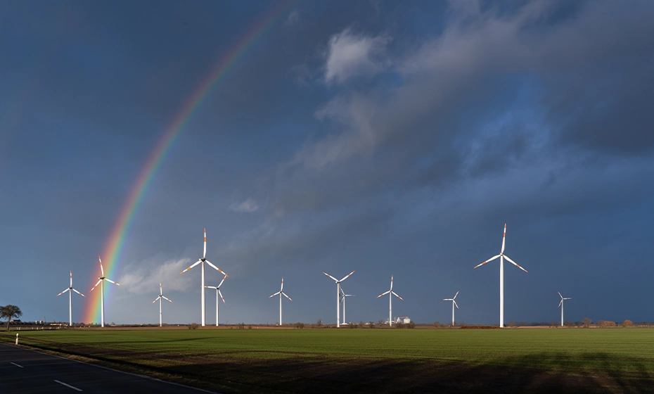 veduta impianto eolico arcobaleno