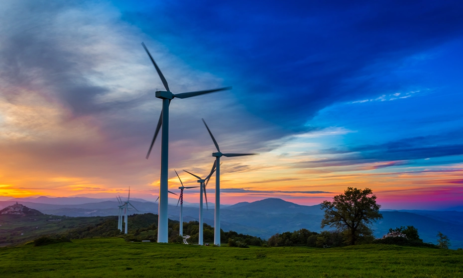 tramonto impianto eolico Morrone Sannio