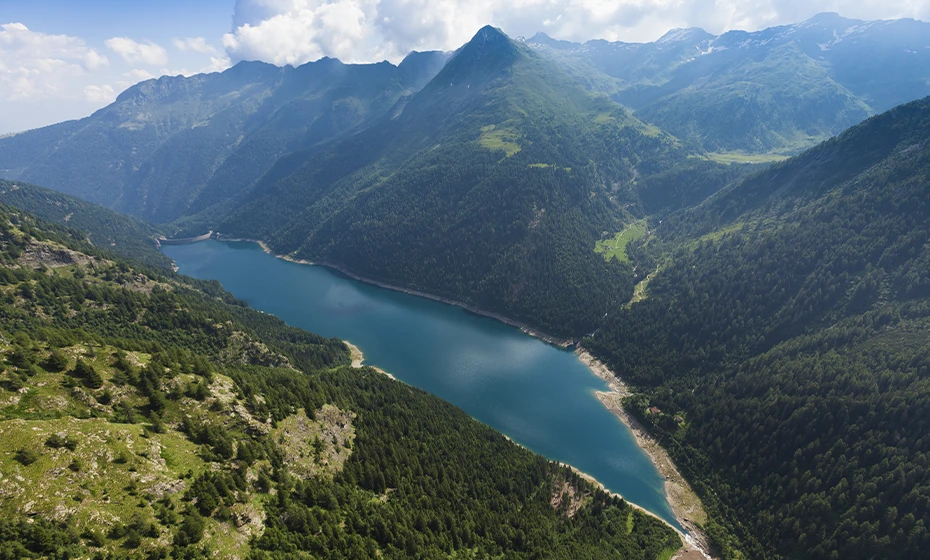 veduta diga frera impianto idroelettrico ganda