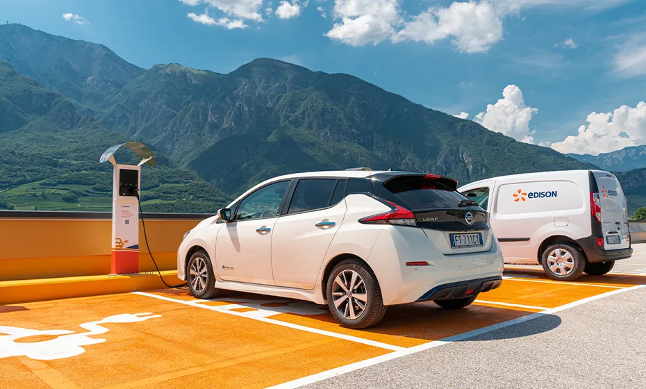 energy recharge station electric car mountains