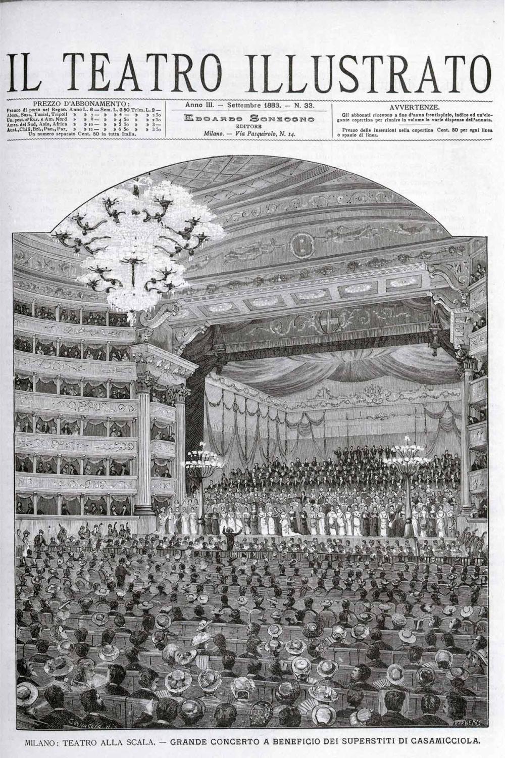 Interno Teatro alla Scala nel 1893.