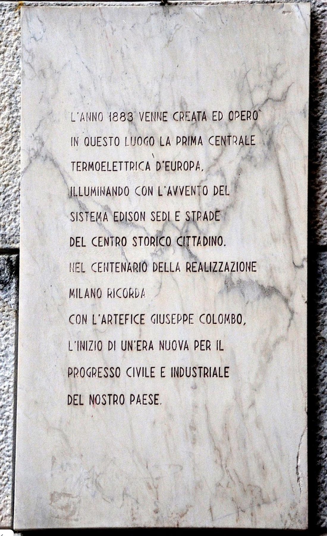 Centrale di Santa Radegonda, targa commemorativa.